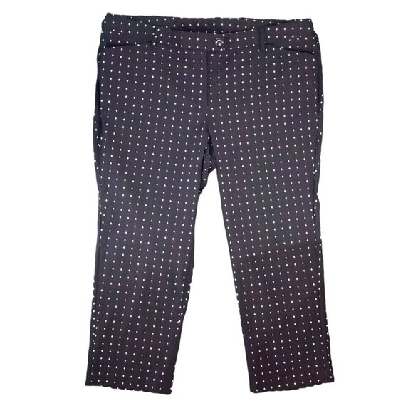 Lane Bryant Ankle Dress Career Pant Polka Dot Stretch Pockets B&W Plus Sz 26P - Picture 7 of 12